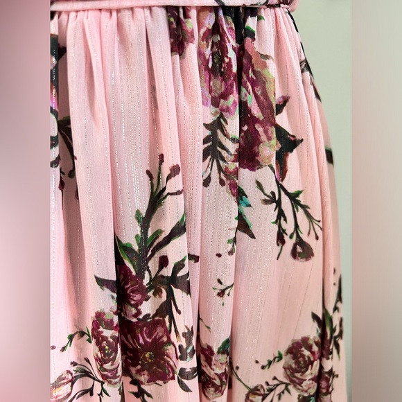 Marchesa Notte Carrara Blush Floral Halter Lurex ‎ Maxi  SZ 2 pink Cottage Core - Picture 4 of 16